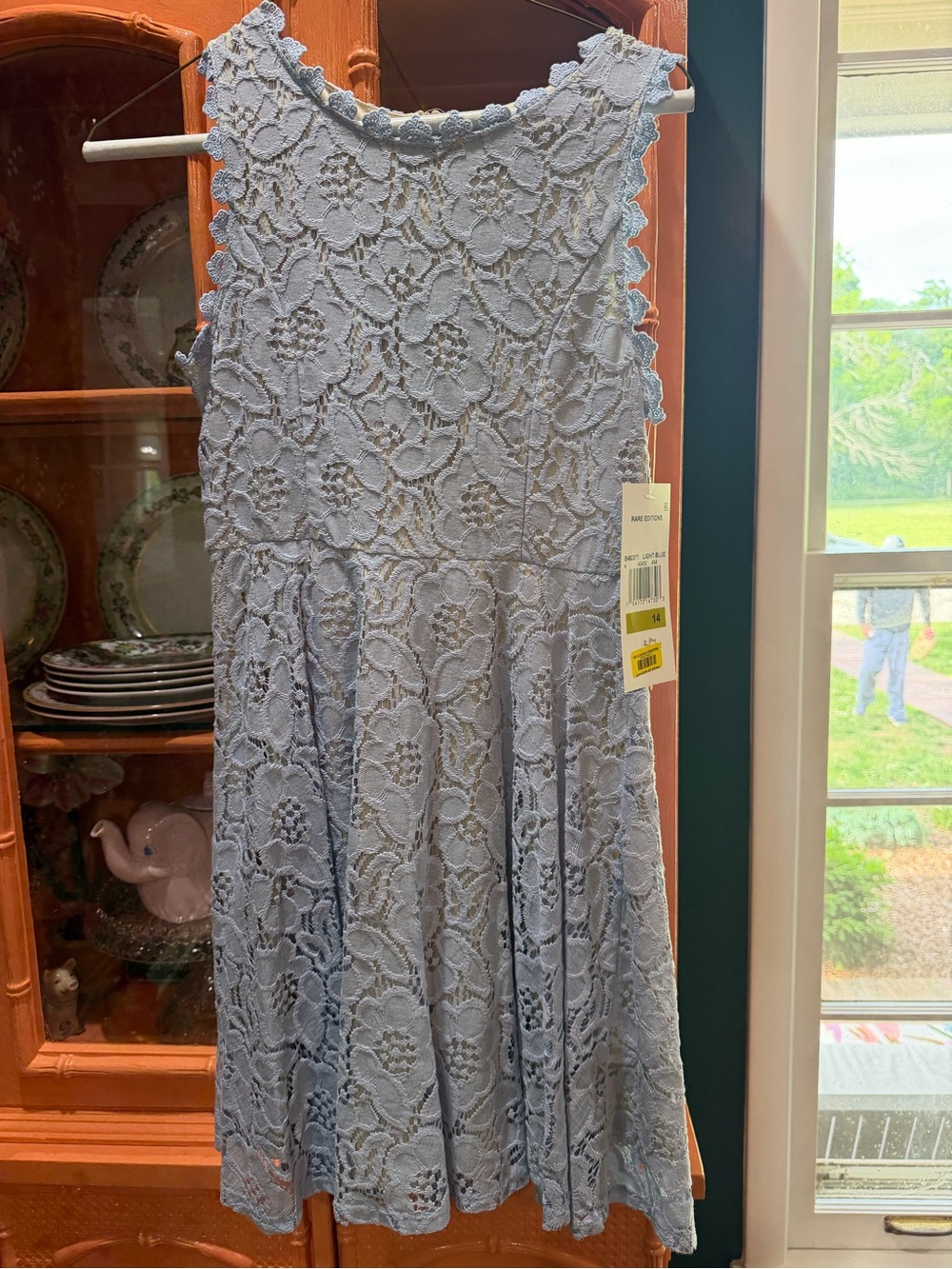 Rare Editions Light Blue Lace Circle Skater Dress
